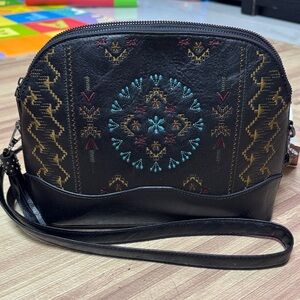 Embroidered Black Crossbody Bag